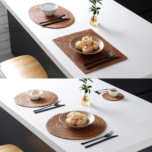 라탄 우드 원형 직사각 타원형 테이블 식탁 매트 깔개 테이블세팅 식탁 꾸미기 인테리어
