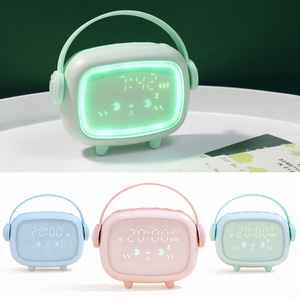 LED 캐릭터 표정있는 귀여운 초등학생 무드등 디지털 알람 충전식 타임엔젤 탁상시계 3c