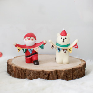 크리스마스 미니어처 장식인형 메리 해피 2종 - 귀여운 산타 곰돌이