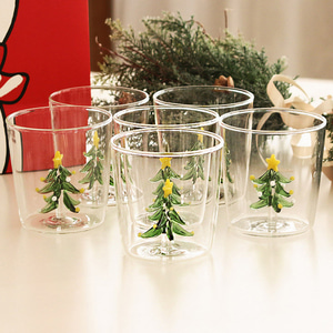 크리스마스 컵안에 별장식 트리 입체 유리컵 2style 파티 특별한 선물 디자인